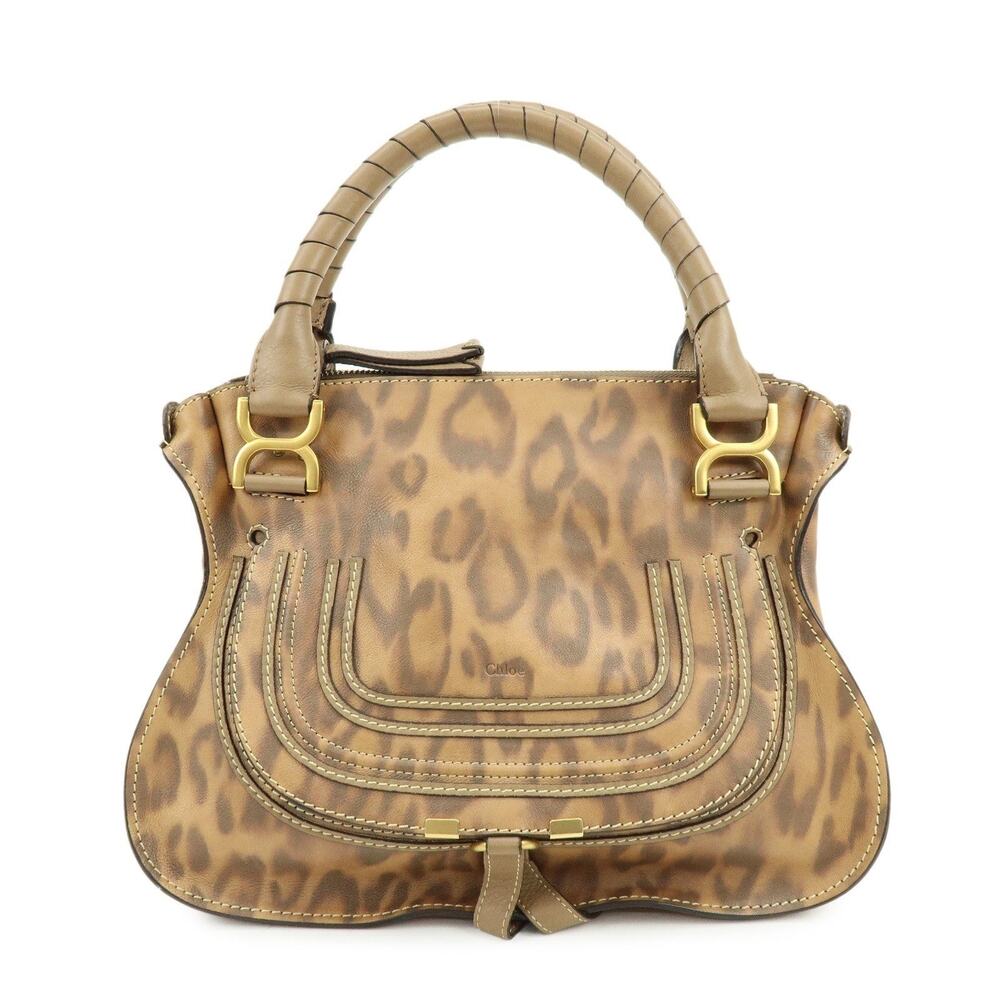 Chloe Marcie Calfskin Handbag Brown Leather